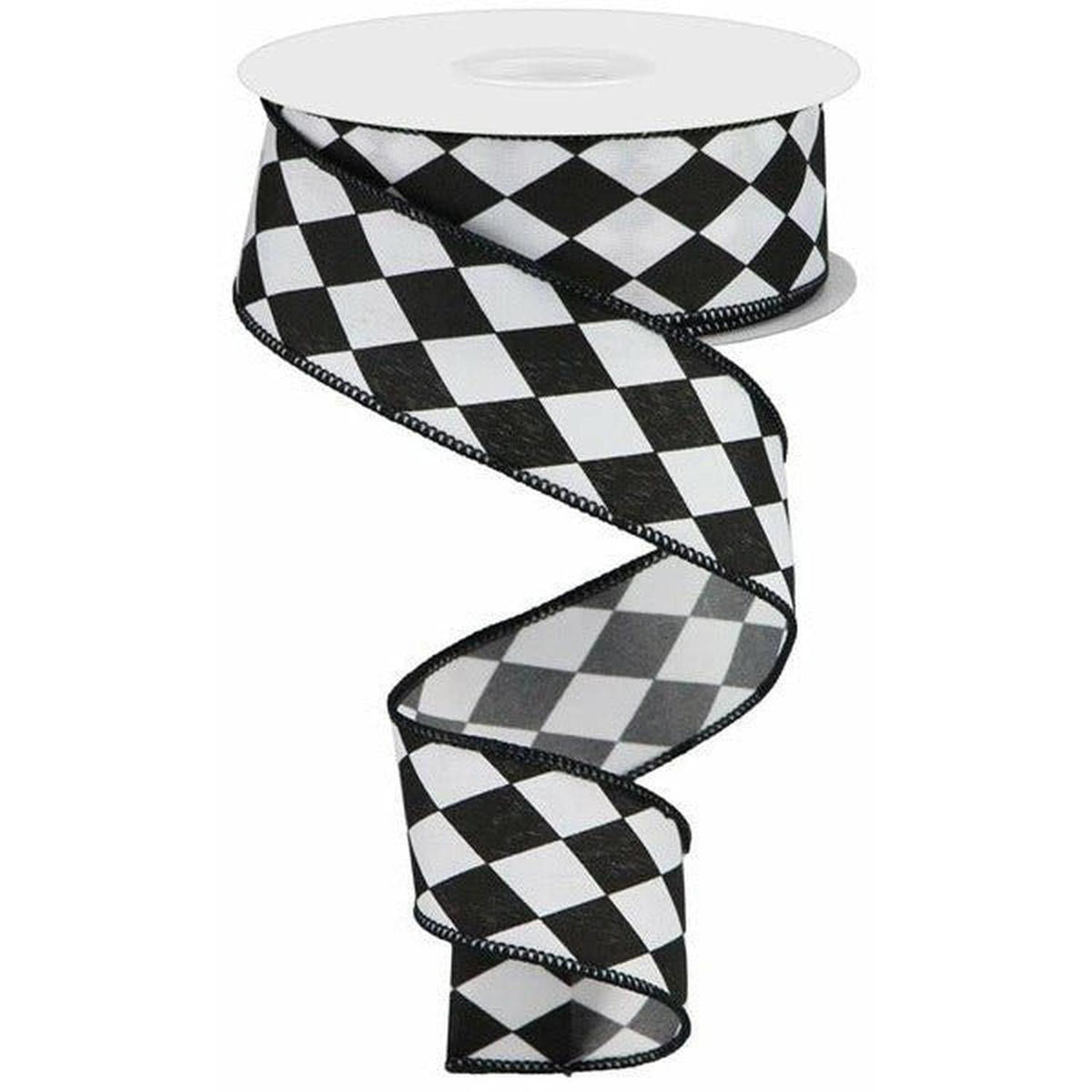 1.5" Harlequin Ribbon: Black (10 Yards)