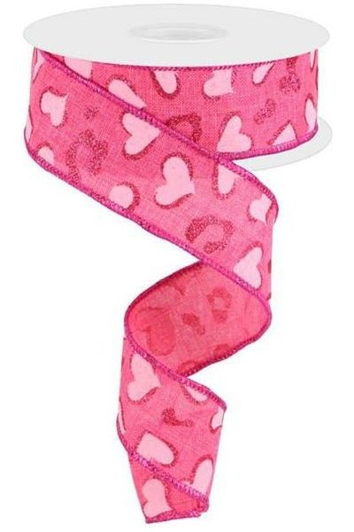 Shop For 1.5" Heart Leopard Spots Ribbon: Hot Pink (10 Yard) at Michelle's aDOORable Creations