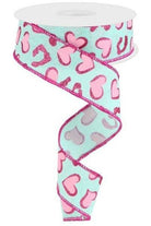 Shop For 1.5" Heart Leopard Spots Ribbon: Mint Green (10 Yard) at Michelle's aDOORable Creations