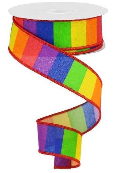 Shop For 1.5" Horizontal Stripe Canvas Ribbon: Rainbow (10 Yards) RGA10183A