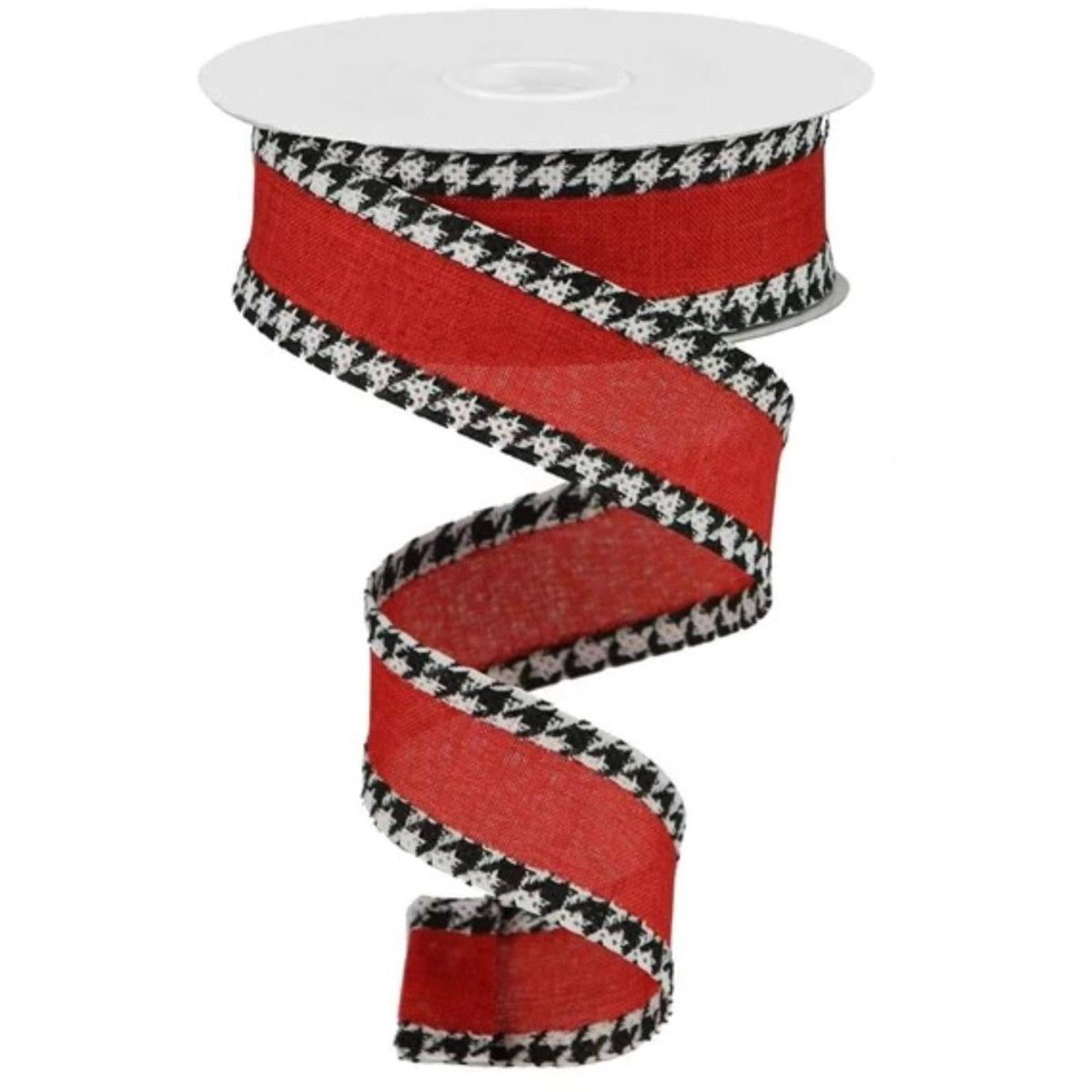 Shop For 1.5" Houndstooth Edge Ribbon: Red, Black, White (10 Yards) at Michelle's aDOORable Creations