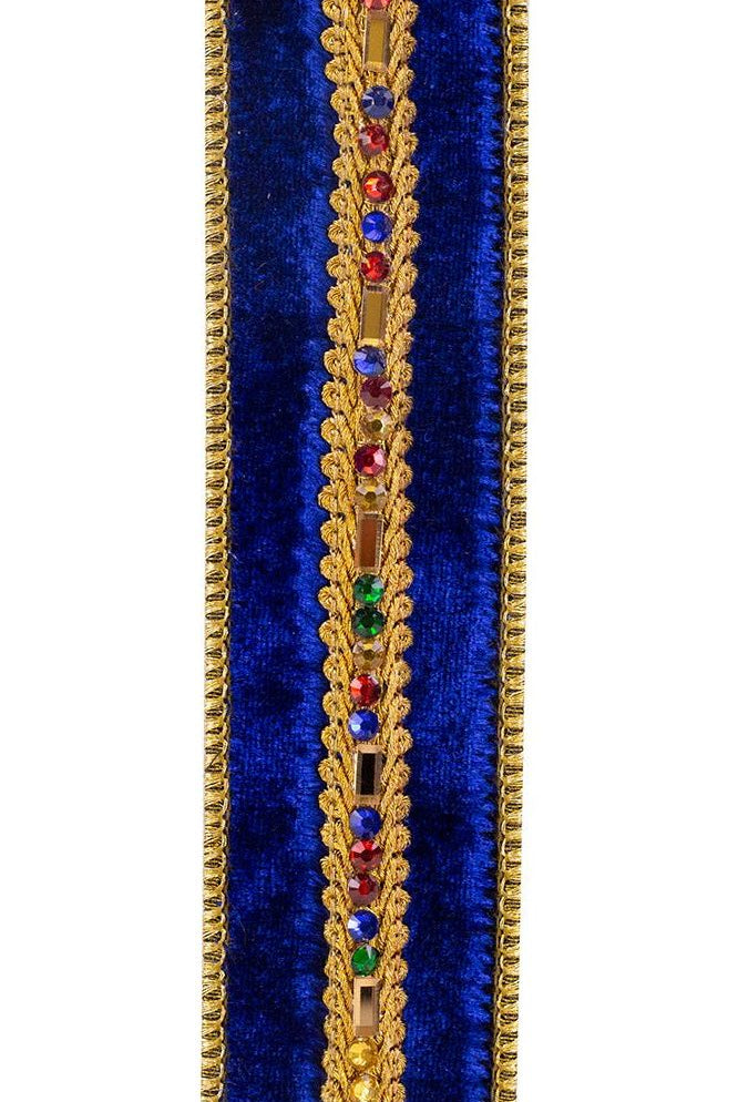 Shop For 1.5" Jewel Stones Velvet Ribbon: Royal Blue (5 Yards) 93897W-050-09D