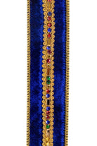 1.5" Jewel Stones Velvet Ribbon: Royal Blue (5 Yards) - Michelle's aDOORable Creations - Wired Edge Ribbon