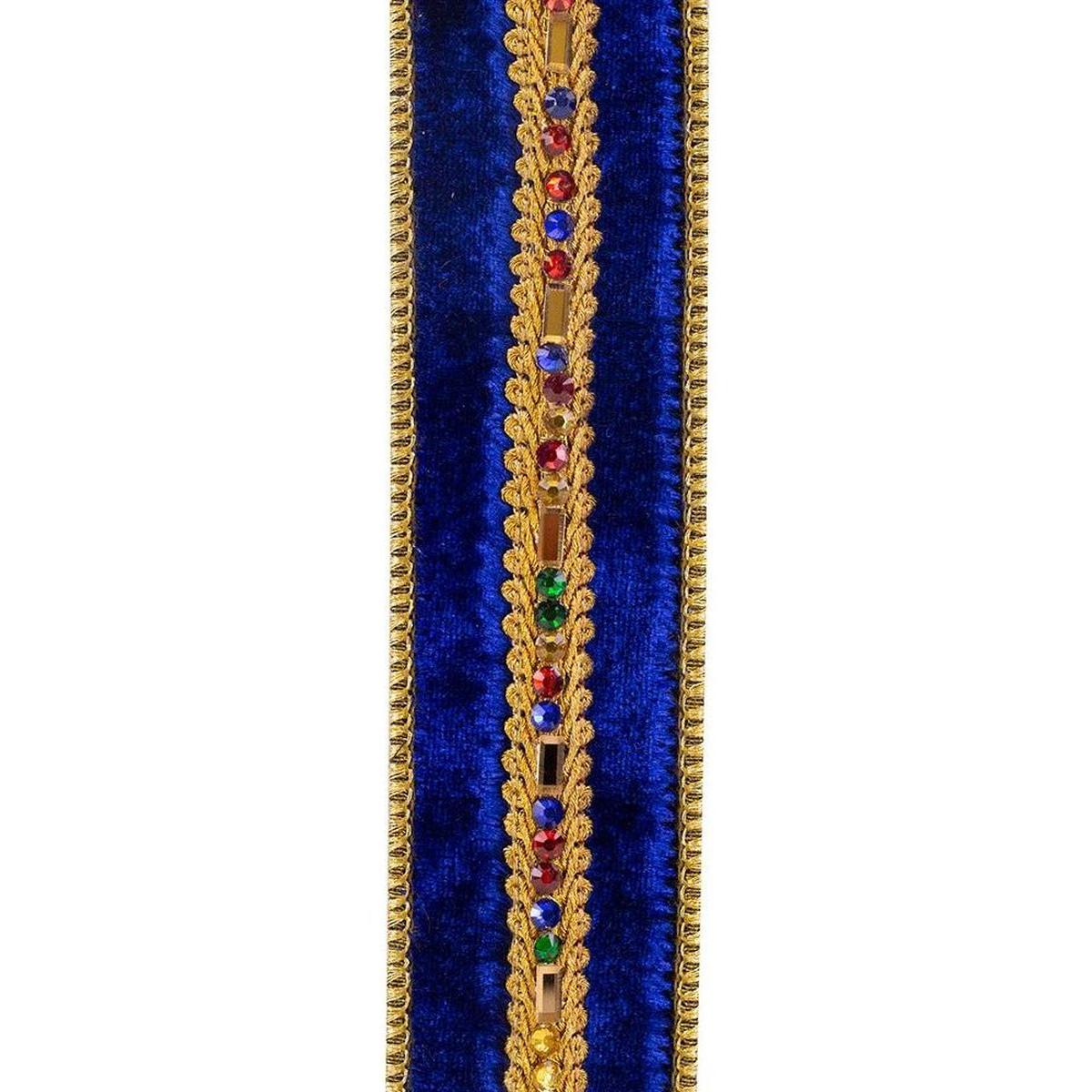 Shop For 1.5" Jewel Stones Velvet Ribbon: Royal Blue (5 Yards) at Michelle's aDOORable Creations