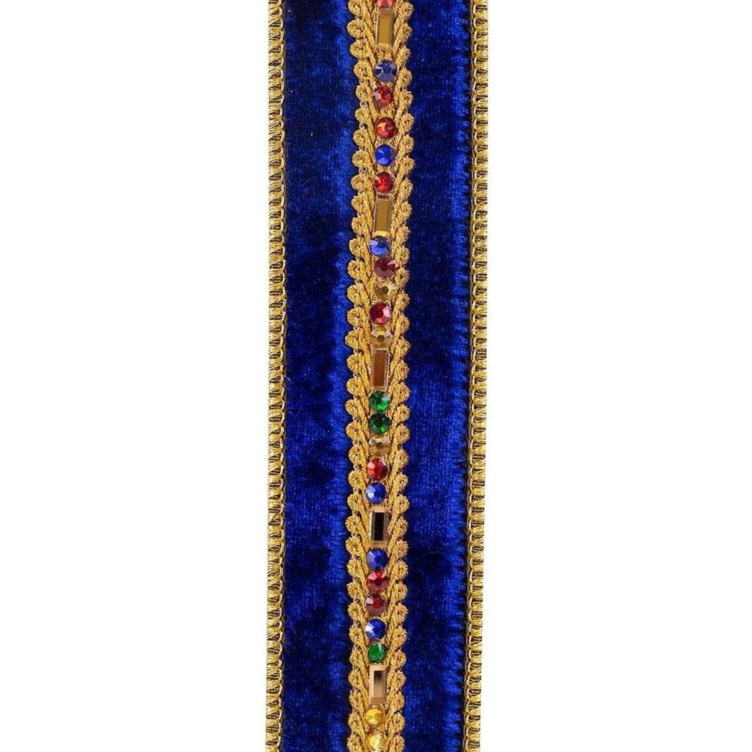 Shop For 1.5" Jewel Stones Velvet Ribbon: Royal Blue (5 Yards) at Michelle's aDOORable Creations