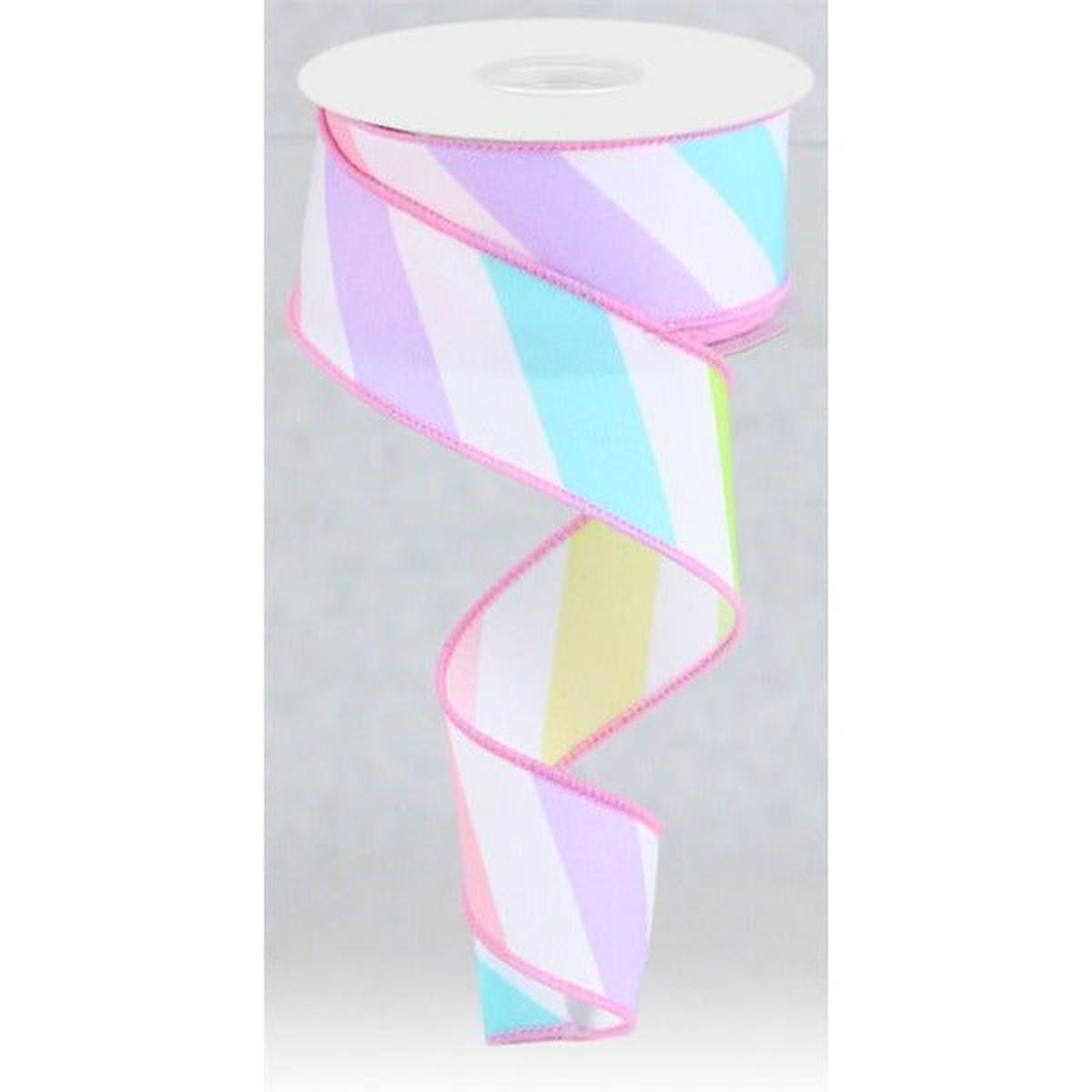 Shop For 1.5" Large Multi Diagonal Stripe Ribbon: White (10 Yards) at Michelle's aDOORable Creations