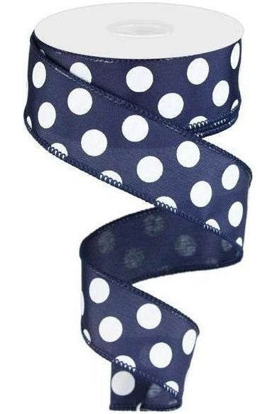 Shop For 1.5" Large Polka Dot Ribbon: Navy Blue (10 Yards) RG158619