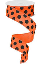 Shop For 1.5" Large Polka Dot Ribbon: Orange & Black (10 Yards) at Michelle's aDOORable Creations