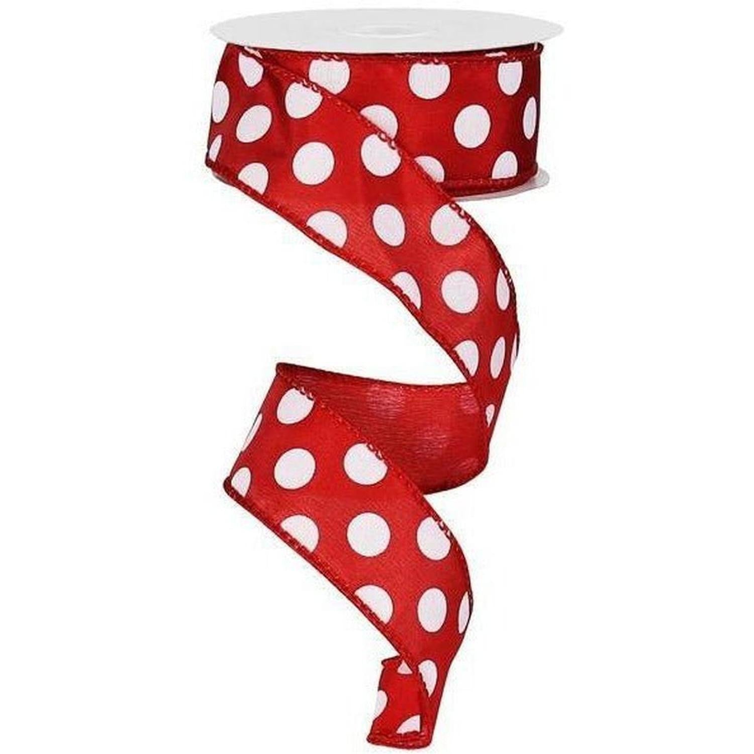 Shop For 1.5" Large Polka Dot Ribbon: Red/White (10 Yards) at Michelle's aDOORable Creations