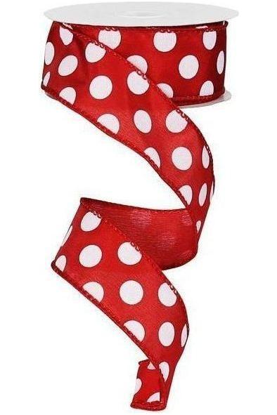 Shop For 1.5" Large Polka Dot Ribbon: Red/White (10 Yards) at Michelle's aDOORable Creations