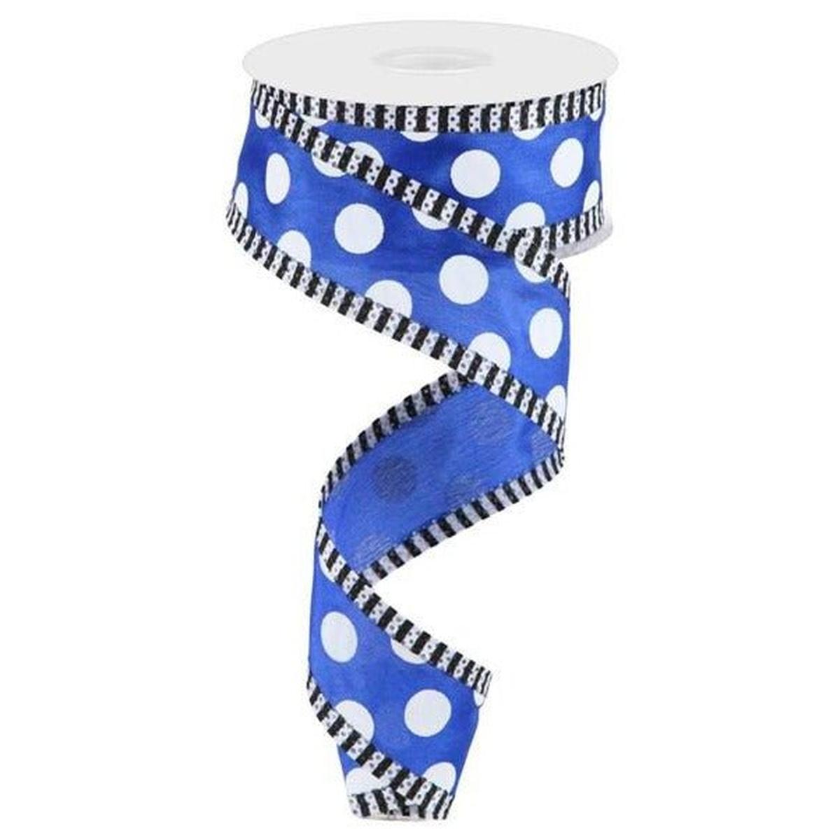 Shop For 1.5" Large Polka Dot Stripe Ribbon: Royal Blue (10 Yards) at Michelle's aDOORable Creations