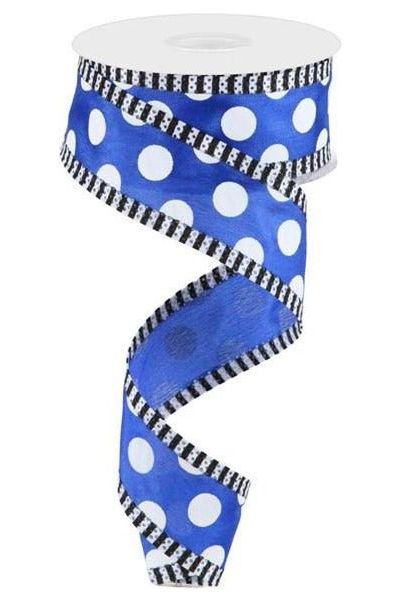 Shop For 1.5" Large Polka Dot Stripe Ribbon: Royal Blue (10 Yards) at Michelle's aDOORable Creations