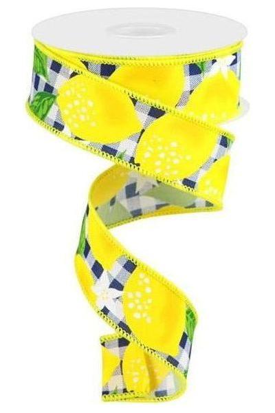 Shop For 1.5" Lemon Check on Royal Ribbon: Black & White (10 Yards) at Michelle's aDOORable Creations