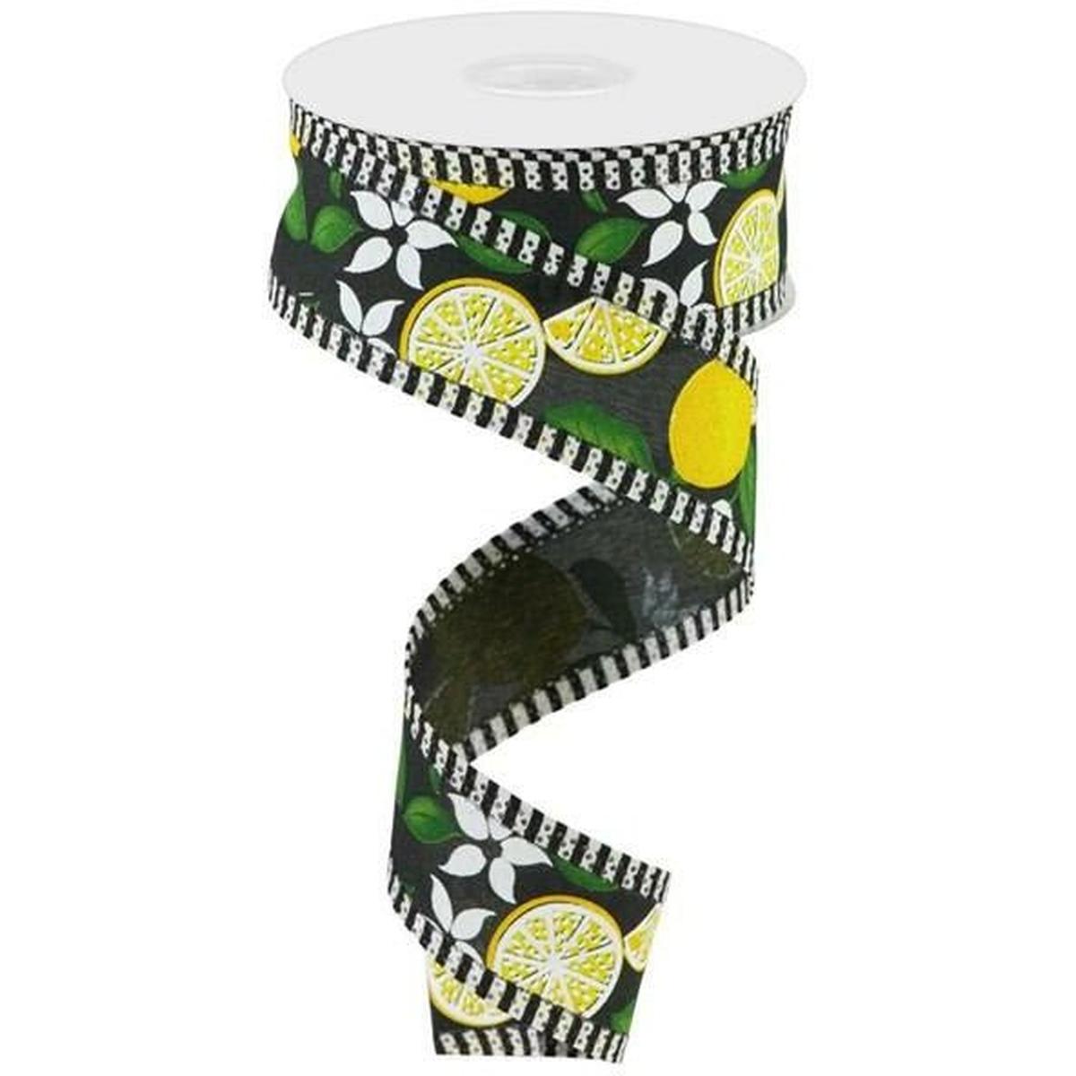 Shop For 1.5" Lemon Thin Stripes Ribbon: Black (10 Yards) at Michelle's aDOORable Creations