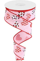 1.5" Leopard Hearts Ribbon: Pink (10 Yard) - Michelle's aDOORable Creations - Wired Edge Ribbon