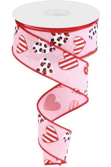 Shop For 1.5" Leopard Hearts Ribbon: Pink (10 Yard) RGC177615