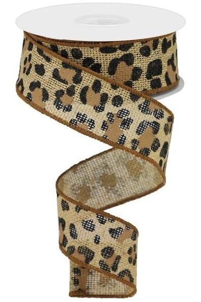 Shop For 1.5" Leopard Print Ribbon: Natural (10 Yards) at Michelle's aDOORable Creations