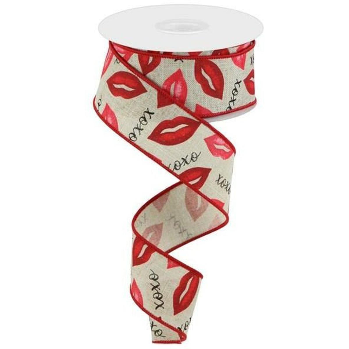 Shop For 1.5" Lips XOXO Burlap Ribbon: Natural (10 Yard) at Michelle's aDOORable Creations
