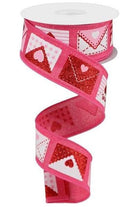 1.5" Love Letters Royal Ribbon: Hot Pink (10 Yards) - Michelle's aDOORable Creations - Wired Edge Ribbon
