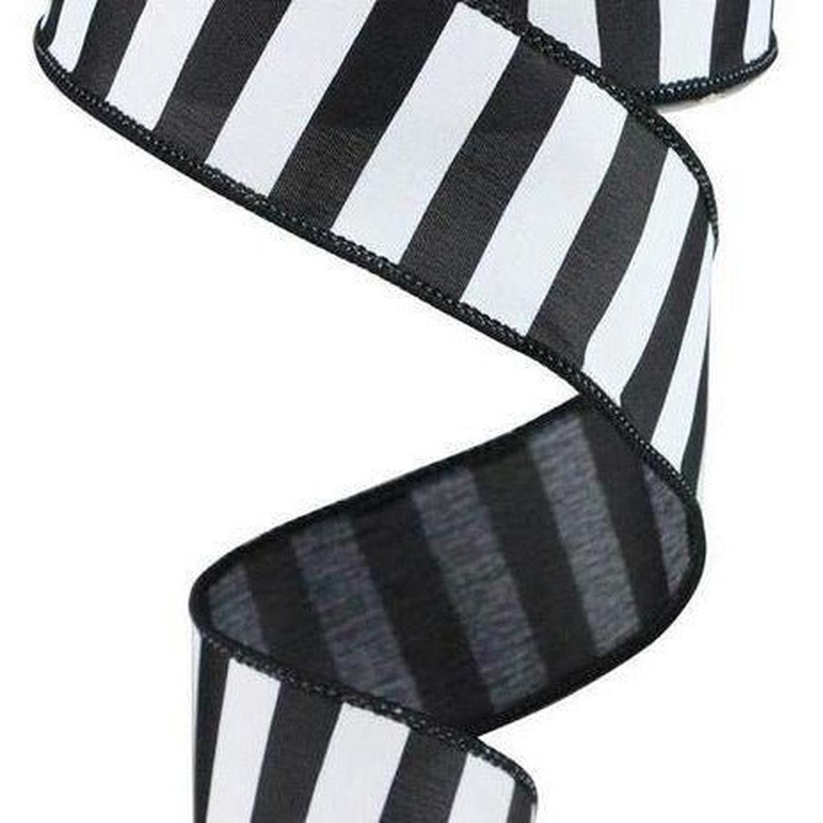 Shop For 1.5" Medium Horizontal Stripe Ribbon: Black & White (10 Yards) at Michelle's aDOORable Creations