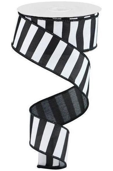 Shop For 1.5" Medium Horizontal Stripe Ribbon: Black & White (10 Yards) at Michelle's aDOORable Creations