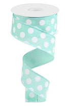 Shop For 1.5" Medium Polka Dot Ribbon: Mint Green (10 Yards) at Michelle's aDOORable Creations