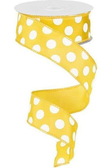 Shop For 1.5" Medium Polka Dot Ribbon: Yellow/White (10 Yards) RG158629