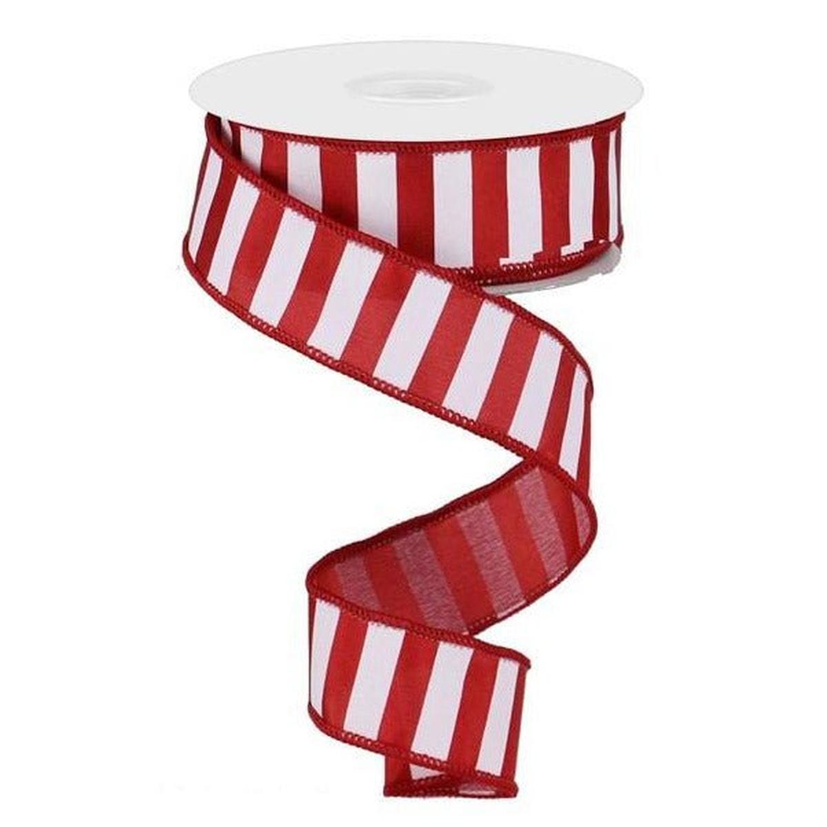 Shop For 1.5" Medium Stripe Ribbon: Crimson Red & White (10 Yards) at Michelle's aDOORable Creations