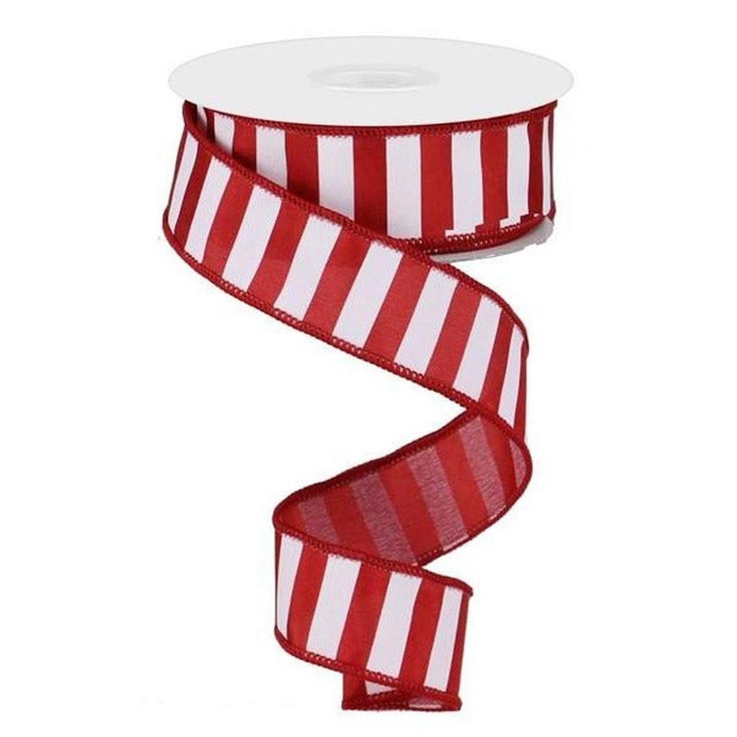 Shop For 1.5" Medium Stripe Ribbon: Crimson Red & White (10 Yards) at Michelle's aDOORable Creations