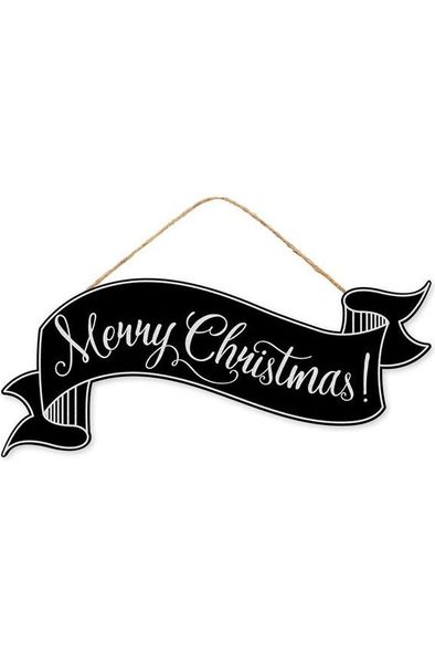 15" Merry Christmas Banner: Black - Michelle's aDOORable Creations - Wooden/Metal Signs