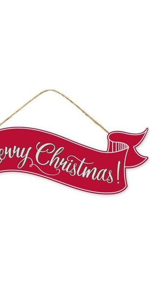 15" Merry Christmas Banner: Red - Michelle's aDOORable Creations - Wooden/Metal Signs