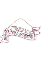 15" Merry Christmas Banner: White - Michelle's aDOORable Creations - Wooden/Metal Signs
