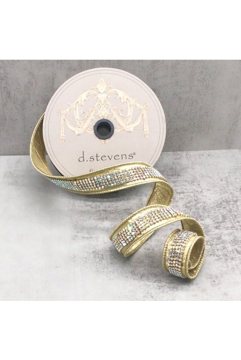 1.5" Metallic Dupion Duchess Jewel Ribbon: Gold (10 Yards) - Michelle's aDOORable Creations - Wired Edge Ribbon