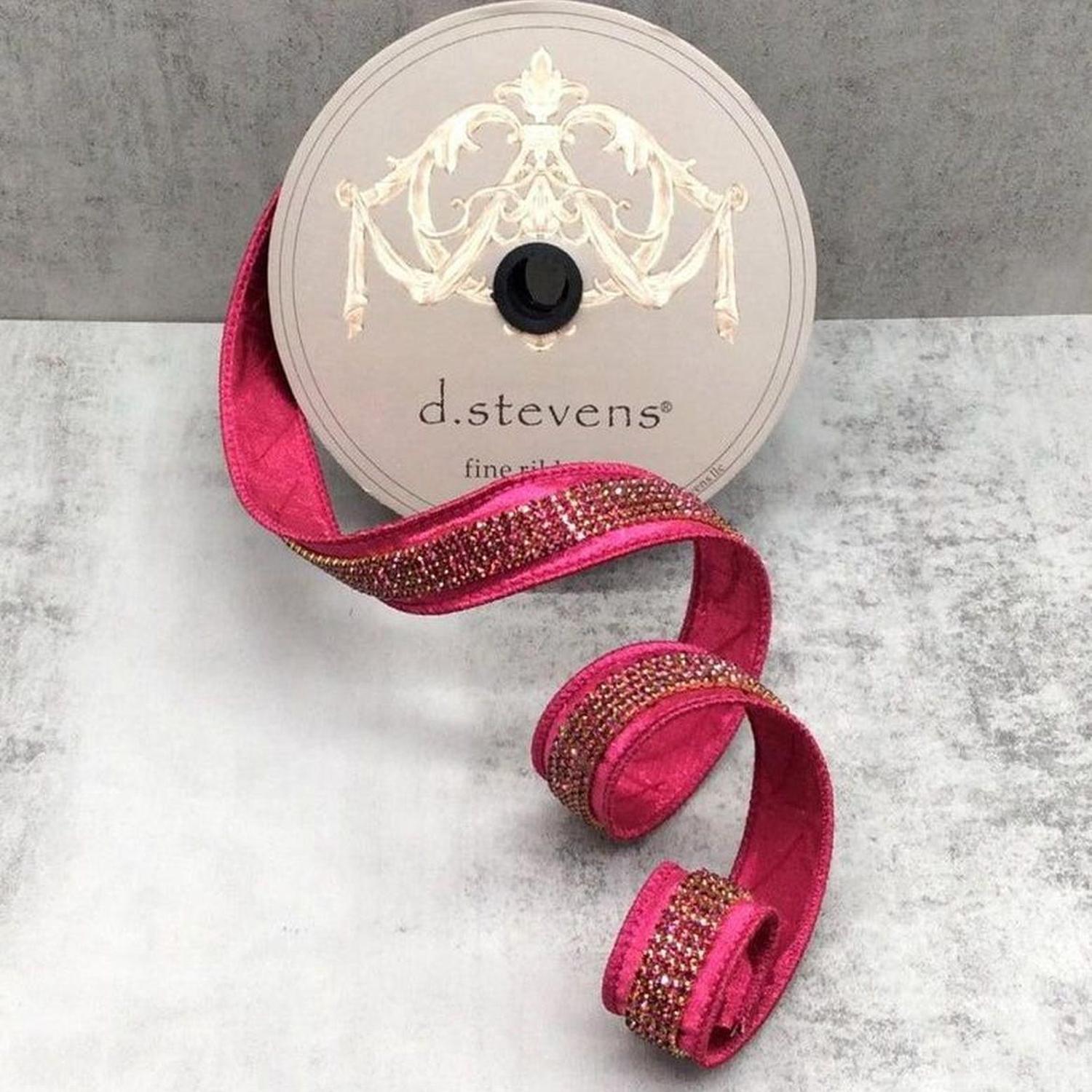 1" Metallic Dupion Duchess Jewel Ribbon: Hot Pink (5 Yards)
