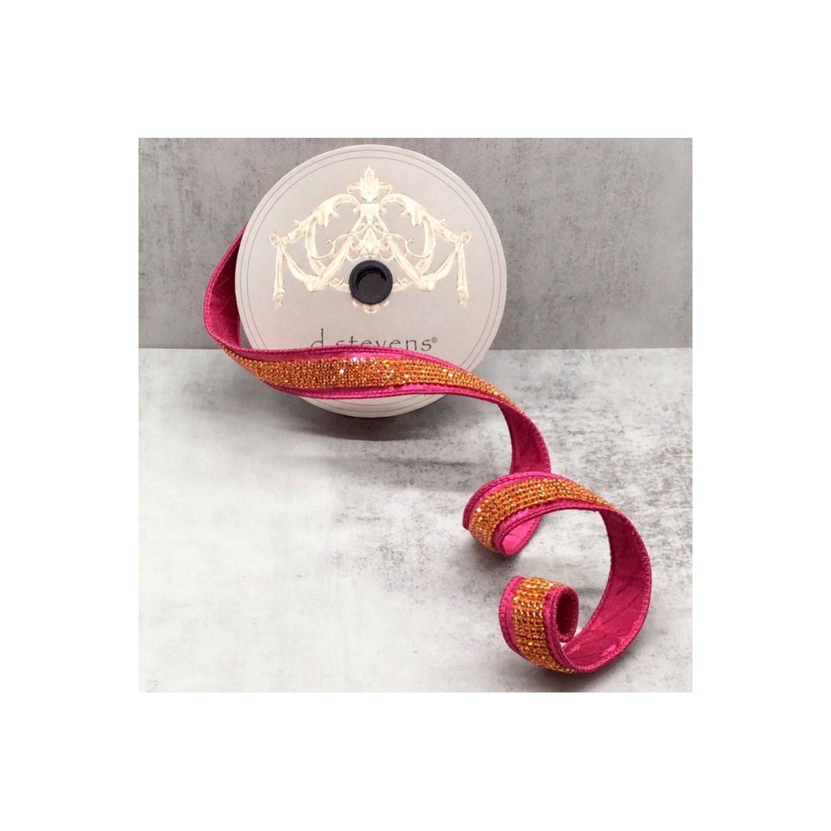 Shop For 1.5" Metallic Dupion Duchess Jewel Ribbon: Hot Pink/Orange (10 Yards) at Michelle's aDOORable Creations