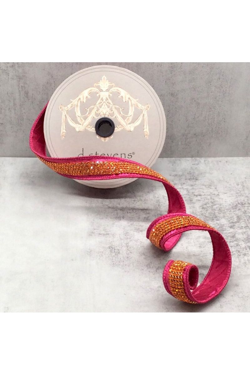 Shop For 1.5" Metallic Dupion Duchess Jewel Ribbon: Hot Pink/Orange (10 Yards) 05-1285