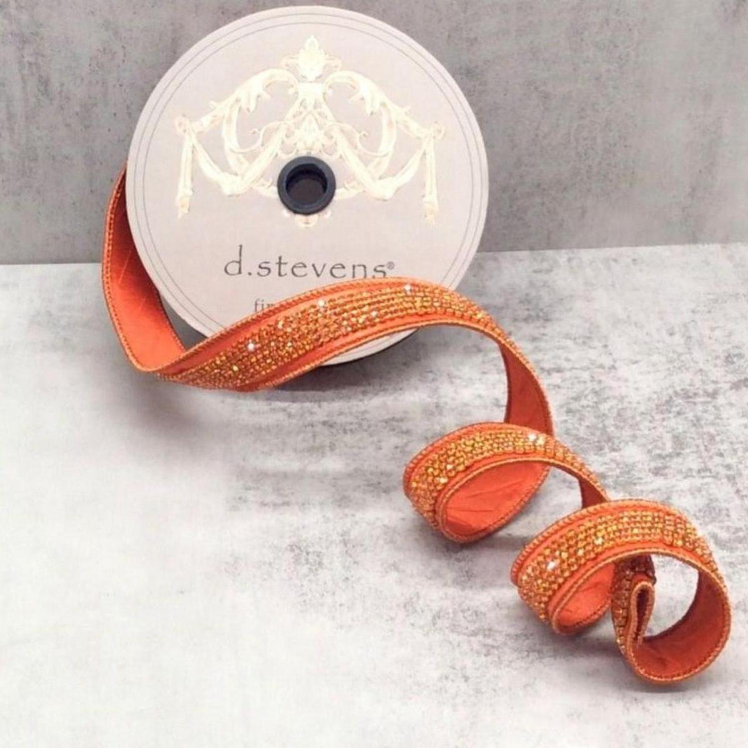 1" Metallic Dupion Duchess Jewel Ribbon: Orange (5 Yards)