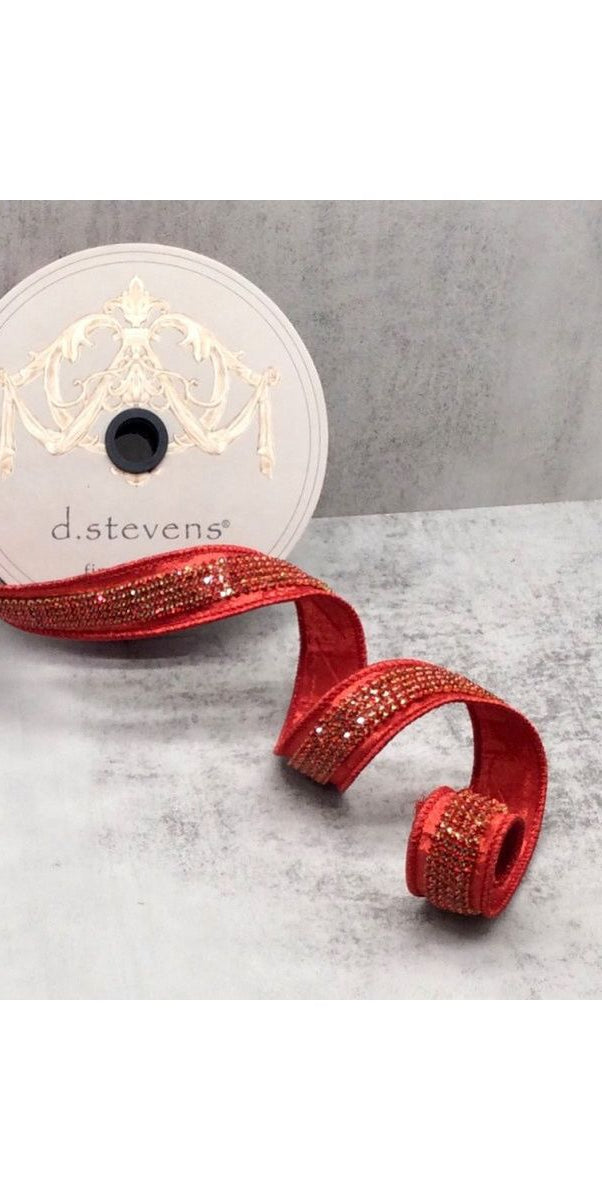 1.5" Metallic Dupion Duchess Jewel Ribbon: Red (10 Yards) - Michelle's aDOORable Creations - Wired Edge Ribbon