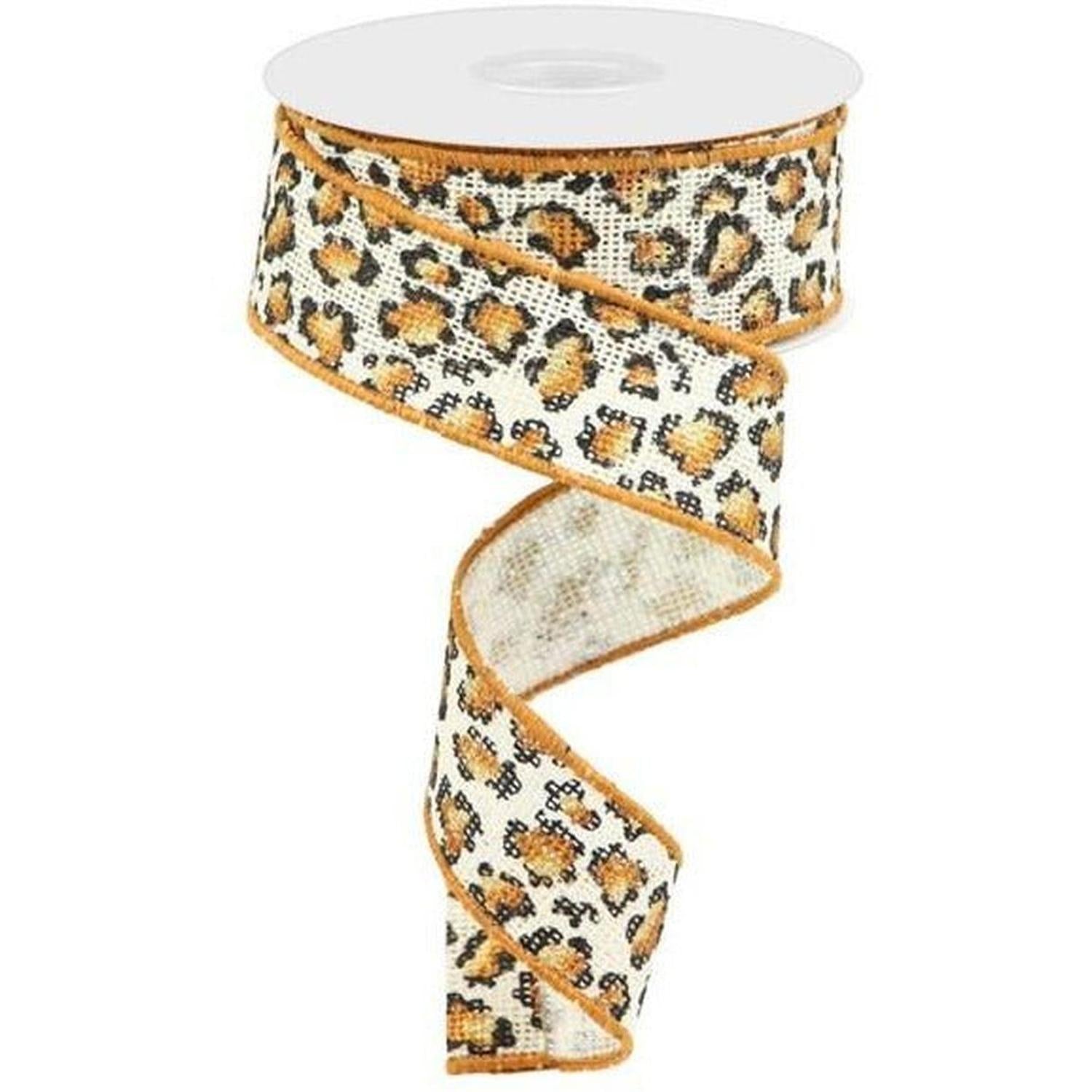 Shop For 1.5" Metallic Leopard Print Burlap Ribbon: Off White (10 Yards) at Michelle's aDOORable Creations