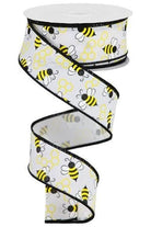 Shop For 1.5" Mini Bumblebees on Royal Ribbon: White (10 Yards) RGA161627