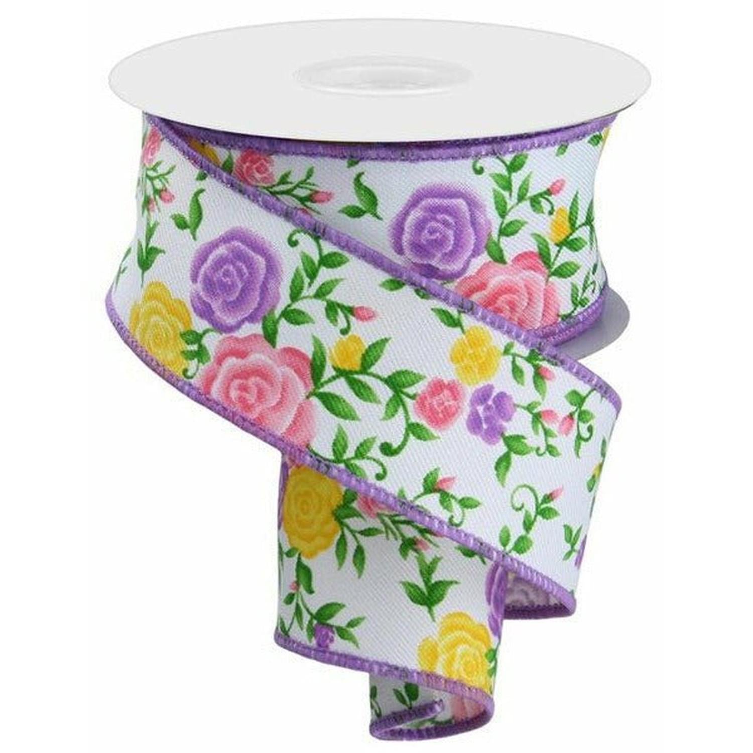 1.5" Mini Roses Ribbon: Lavender (10 Yards)