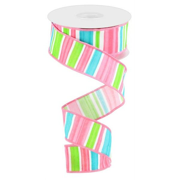 Shop For 1.5" Multi Width Horizontal Stripe Ribbon: Pink (10 Yards) at Michelle's aDOORable Creations