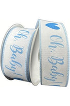 Shop For 1.5" Oh Baby Boy Ribbon: Blue & White (10 Yards) at Michelle's aDOORable Creations