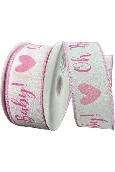 Shop For 1.5" Oh Baby Girl Ribbon: Pink & White (10 Yards) at Michelle's aDOORable Creations