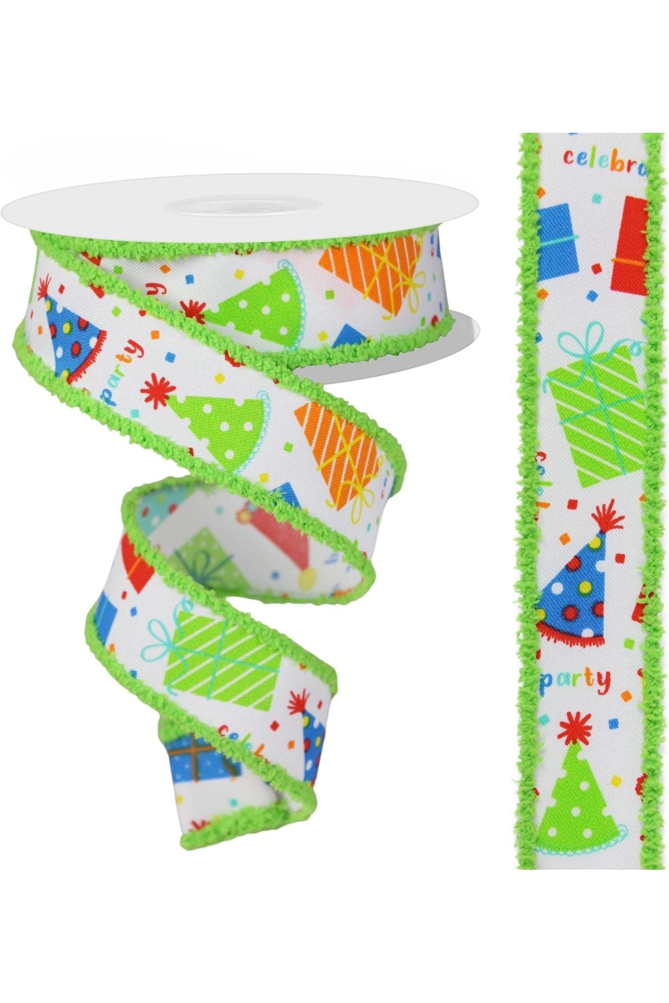 Shop For 1.5" Party Hats and Gifts Ribbon: Primary Colors at Michelle's aDOORable Creations