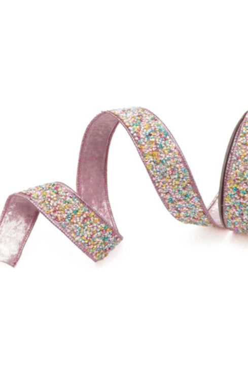 1.5" Pastel Multi Sprinkles Ribbon: Pink (10 Yards) - Michelle's aDOORable Creations - Wired Edge Ribbon