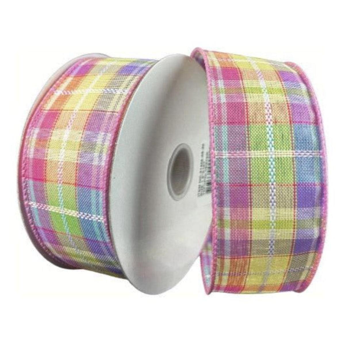 Shop For 1.5" Pastel Plaid Kennedy Ribbon: Pink (10 Yards) at Michelle's aDOORable Creations
