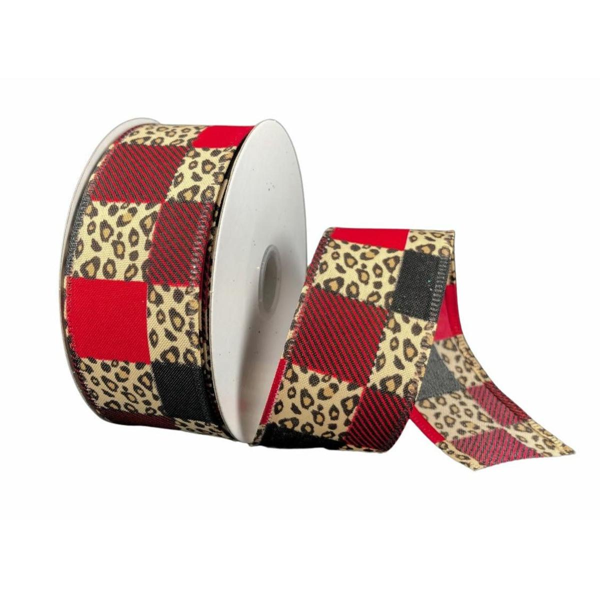 Shop For 1.5" Patchwork Leopard Ribbon: Red (10 Yards) at Michelle's aDOORable Creations