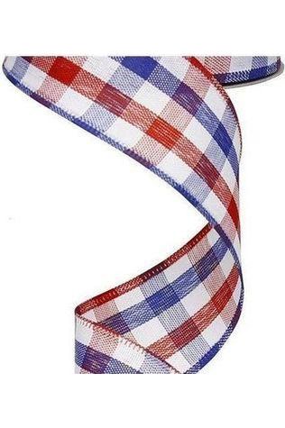 Shop For 1.5" Patriotic Gingham Plaid Ribbon: Red, White & Blue (10 Yards) at Michelle's aDOORable Creations