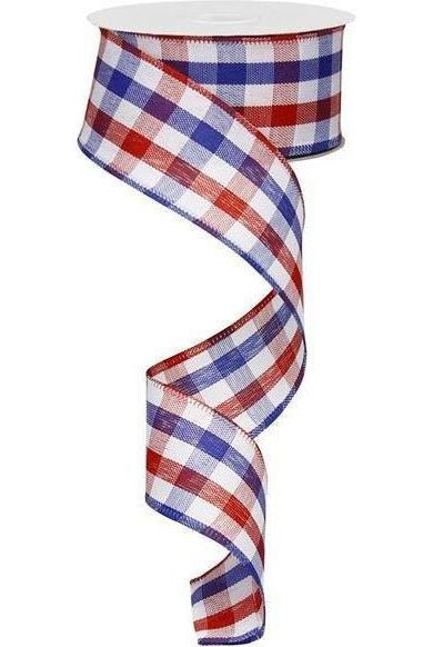 Shop For 1.5" Patriotic Gingham Plaid Ribbon: Red, White & Blue (10 Yards) RG01054